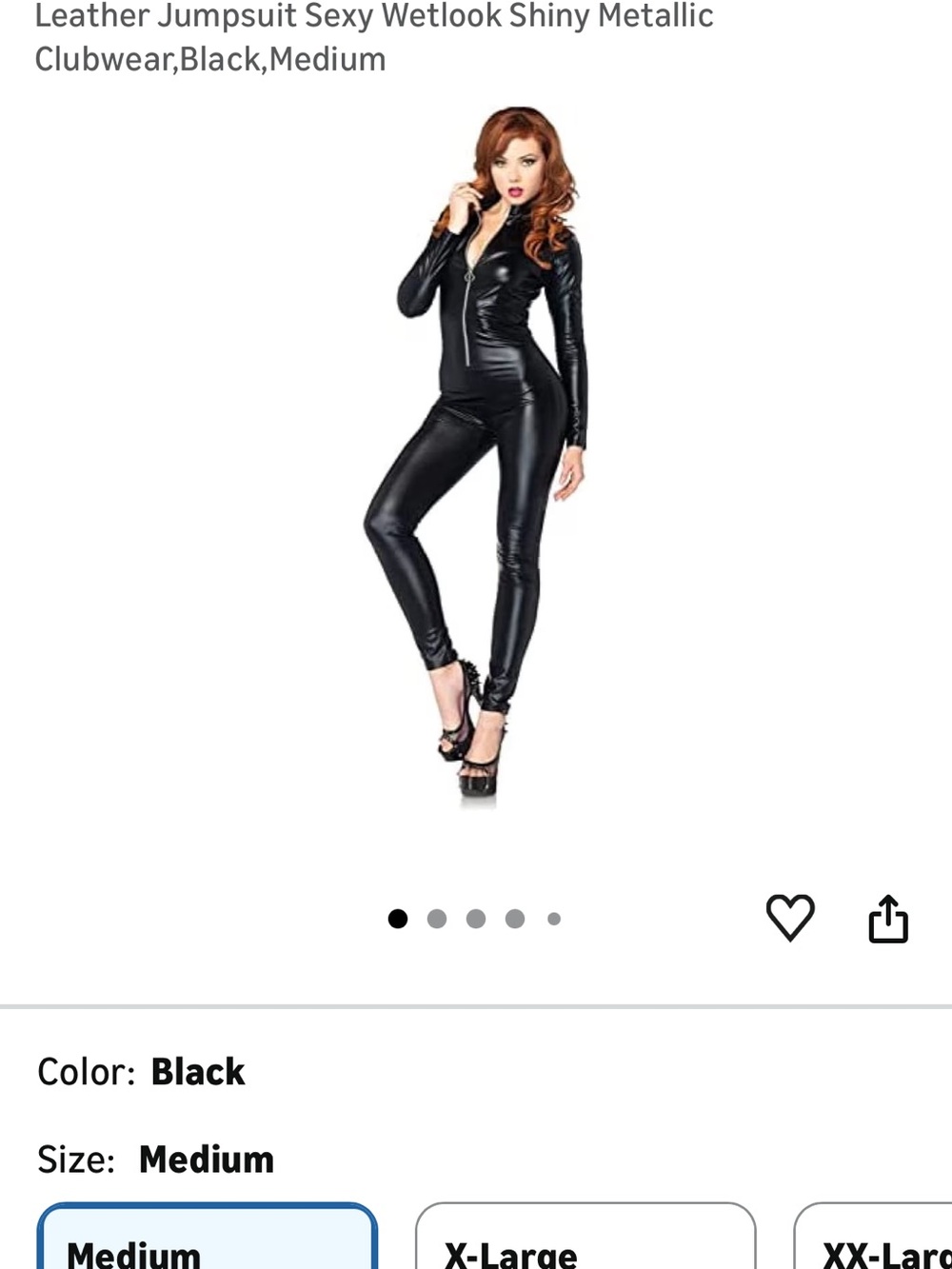 Leg Avenue Black Lamé Zipper Front Catsuit Jumpsuit - Picture 7 of 7